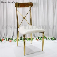 Luxusní zlaté židle z nerezové oceli s křížovým opěradlem